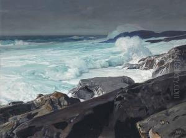 Surf On The Roaring Main Oil Painting by Frederick Judd Waugh