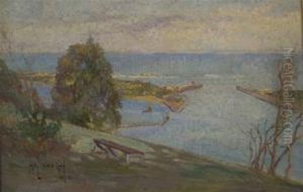 The Lakes Entrance From Kalmina Oil Painting by Hal Waugh