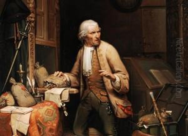 Der Beim Diebstahlversuch
 Ertappte Hausdiener Oil Painting by Charles Augustin Wauters