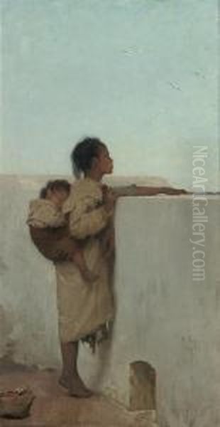 Looking Out To Sea, Tangiers Oil Painting by Emile Charles Wauters