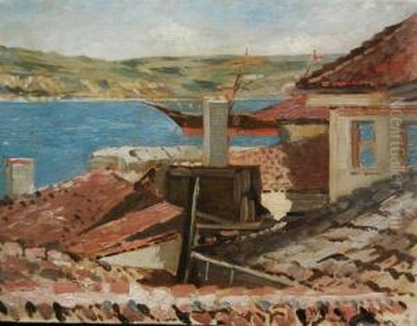 Widok Portu W Warnie Oil Painting by Marian, Michal Wawrzeniecki