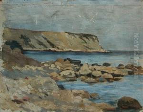 Skaliste Wybrzeze Morskie W Okolicach Warny Oil Painting by Marian, Michal Wawrzeniecki