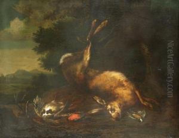 Jagdstillleben Oil Painting by Johann Georg Waxschlunger