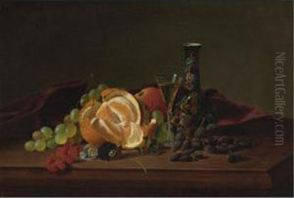 Still Life With Fruit And Vase Oil Painting by Andrew John Henry Way