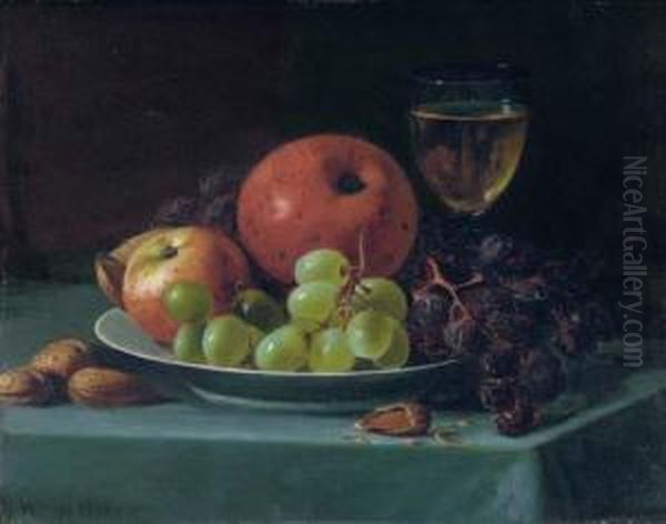 Still Life With Grapes, Walnuts And Apples Oil Painting by Andrew John Henry Way