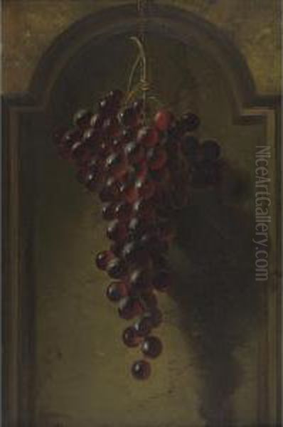 Hanging Grapes In A Niche Oil Painting by Andrew John Henry Way