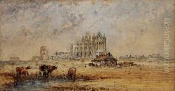 Whitby Abbey From The Hawsker Road Oil Painting by George Weatherill