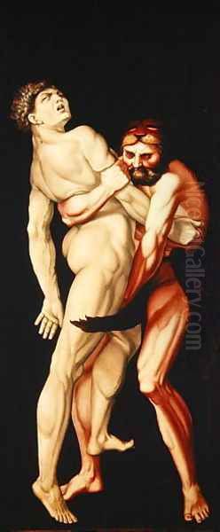 Hercules and Antaeus 1530 Oil Painting by Hans Baldung Grien