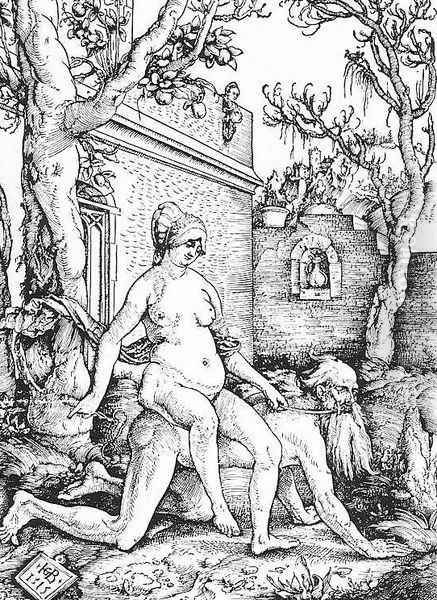 Aristotle And Phyllis Oil Painting by Hans Baldung Grien