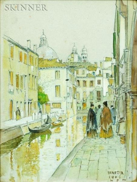 Venetian Canal Oil Painting by Herbert Parsons Weaver