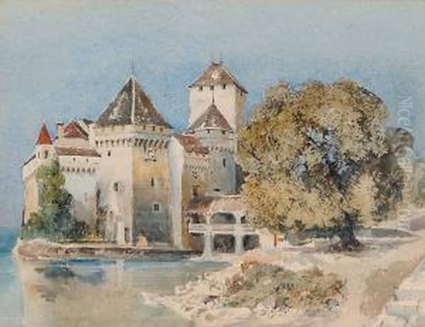 Untitled - Chateau Chillon Oil Painting by Herbert Parsons Weaver