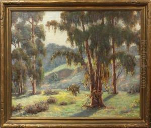 California Landscape With Eucalyptus Trees Oil Painting by Alexander James Webb