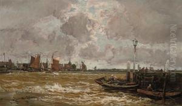 A Breezy Day Off Dort Oil Painting by Archibald Webb