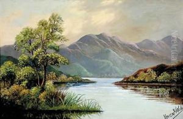 Pair Works Scottish Highland Oil Painting by Vincent Webb