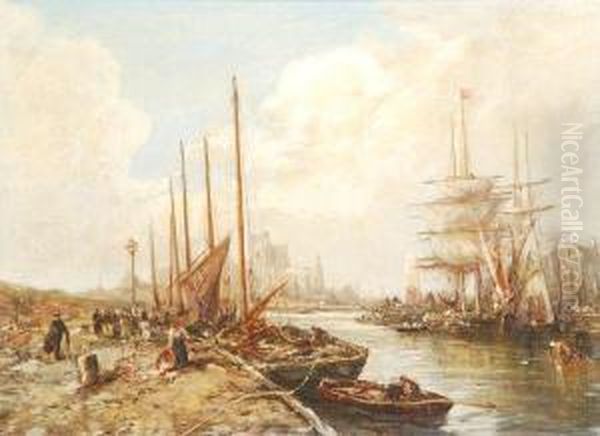 Peel Harbour, Isle Of Man Oil Painting by William Edward Webb