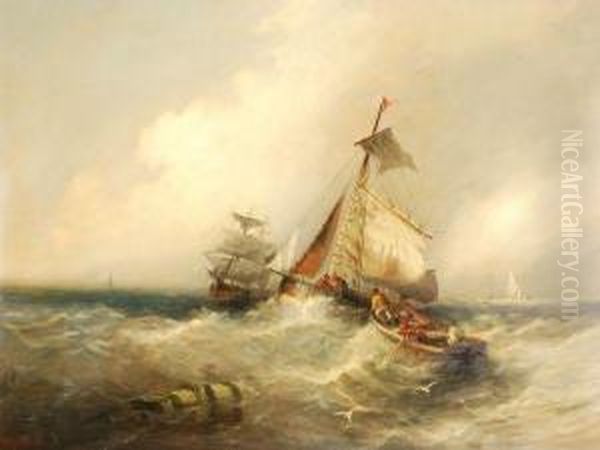 Salvaging The Wreck Oil Painting by William Edward Webb