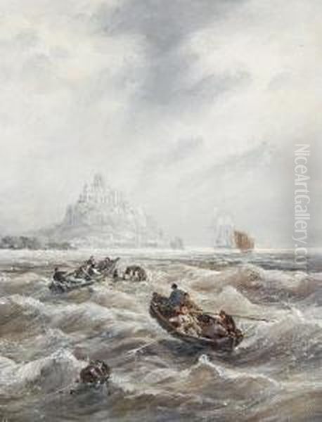 Off Cornwall - St Michael's Mount Oil Painting by William Edward Webb