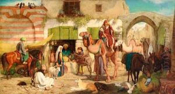 A Street In Jerusalem Oil Painting by William J. Webbe or Webb