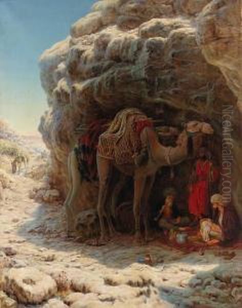 The Arab Encampment Oil Painting by William J. Webbe or Webb