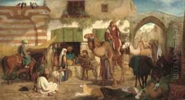 A Street In Jerusalem Oil Painting by William J. Webbe or Webb