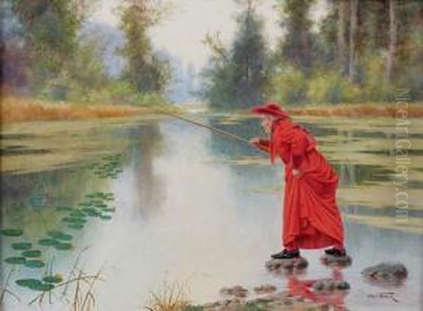 Le Cardinal A La Peche Oil Painting by Alfred Weber