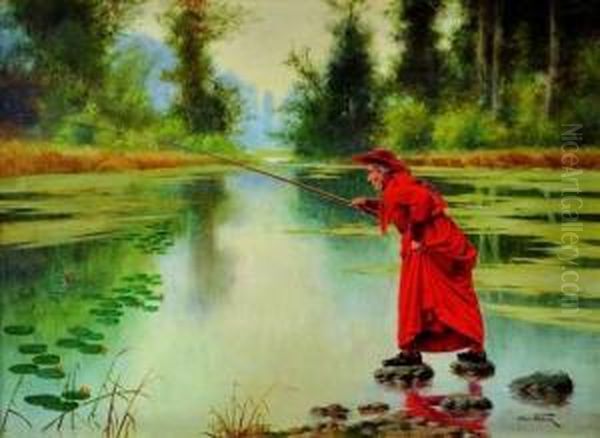 Thurday Ou Le Cardinal A La Peche Oil Painting by Alfred Weber