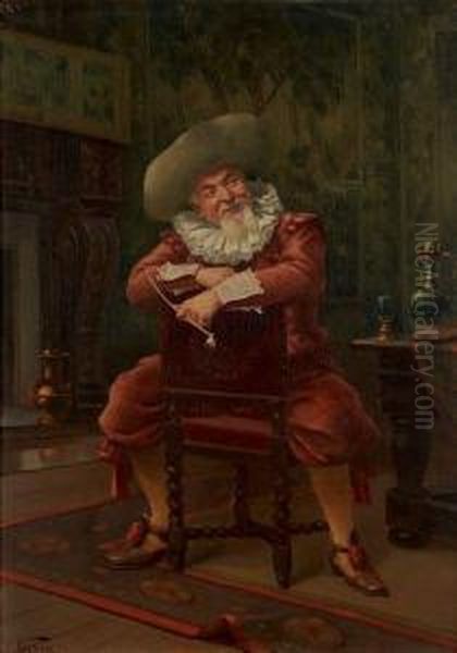 L'homme A La Pipe Oil Painting by Alfred Charles Weber