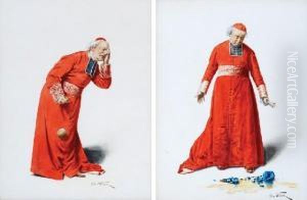 Portraits Of Cardinals Oil Painting by Alfred Charles Weber