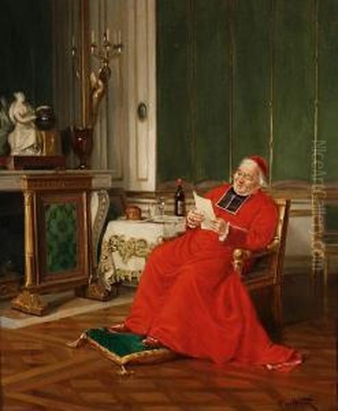 A Good Read Oil Painting by Alfred Charles Weber