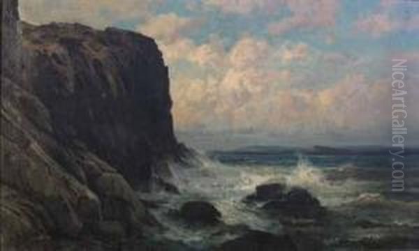 Rocky Coast Oil Painting by Carl Philipp Weber