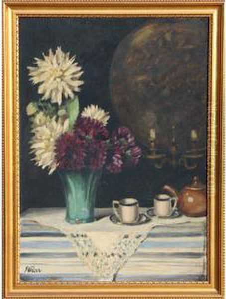 Still Life With Flowers Oil Painting by F. Weber