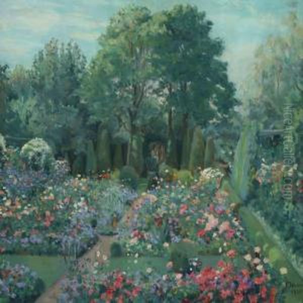 Park Scenery Oil Painting by F. Weber