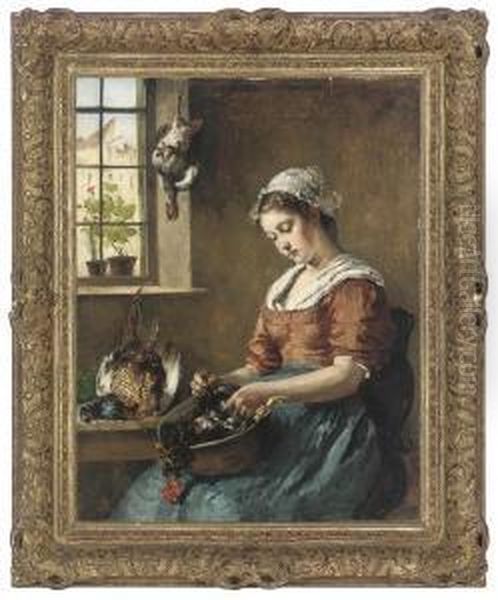 The Busy Maid Oil Painting by Henrich A. Weber