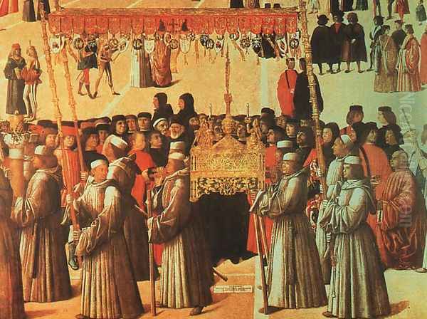 Procession in the Piazza di San Marco (detail) 1496 Oil Painting by Gentile Bellini