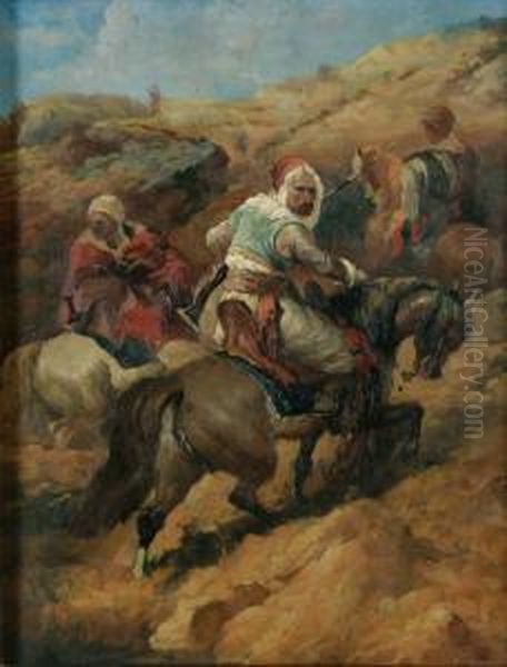 Arabian Riders Oil Painting by M. Weber