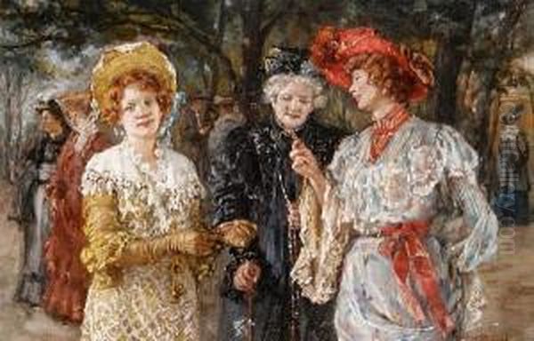 Trois Femmes Au Parc Oil Painting by Marie Philips Weber