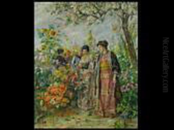 Im Rosengarten Oil Painting by Marie Philips Weber