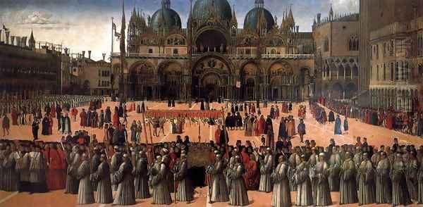 Procession in Piazza S. Marco Oil Painting by Gentile Bellini