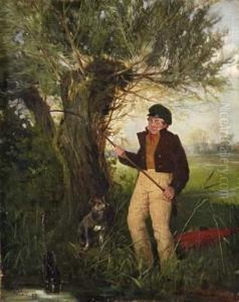 A Successful Catch Oil Painting by Otto Weber