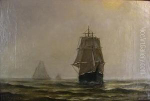 Ships At Sea Oil Painting by Paul Weber