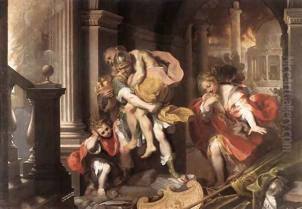 Aeneas' Flight from Troy 1598 Oil Painting by Federico Fiori Barocci