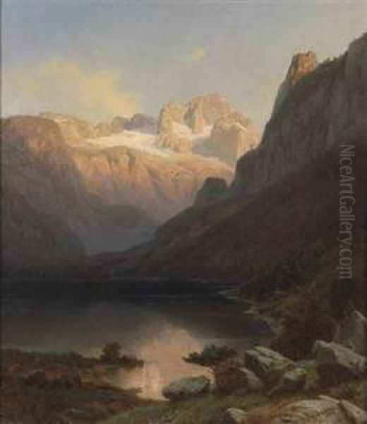 View Of Achensee Oil Painting by Paul Gottlieb Weber