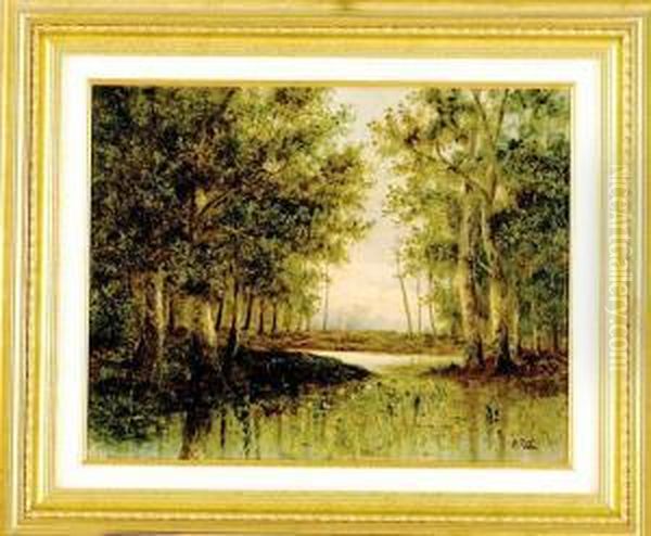 Duck Pond Oil Painting by Paul Gottlieb Weber