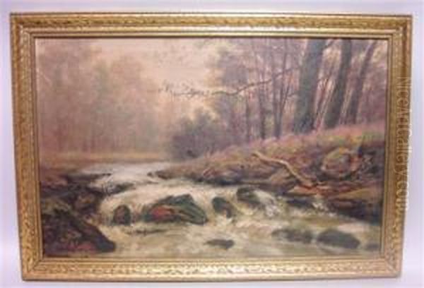 River Landscape Oil Painting by Philipp Weber