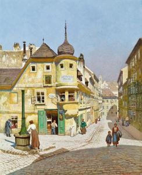 Das Faszieherhaus Am Spittelberg Oil Painting by Rudolf Weber