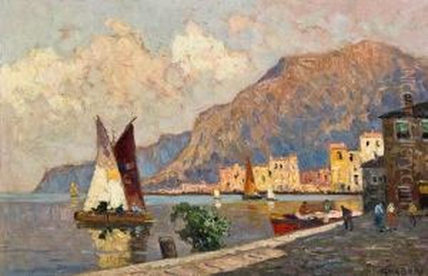 Segelboote Am Gardasee Oil Painting by Rudolf Weber