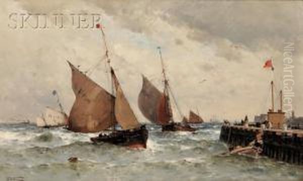 Ketches On A Blustery Day Oil Painting by Theodor Alexander Weber