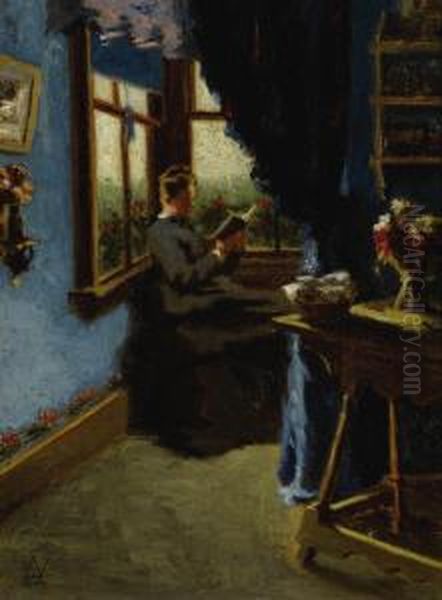 The Blue Room Oil Painting by Edwin Ambrose Webster