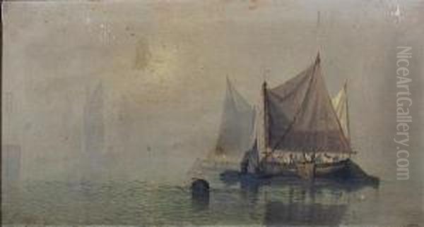 Morning On The Thames Oil Painting by George Webster