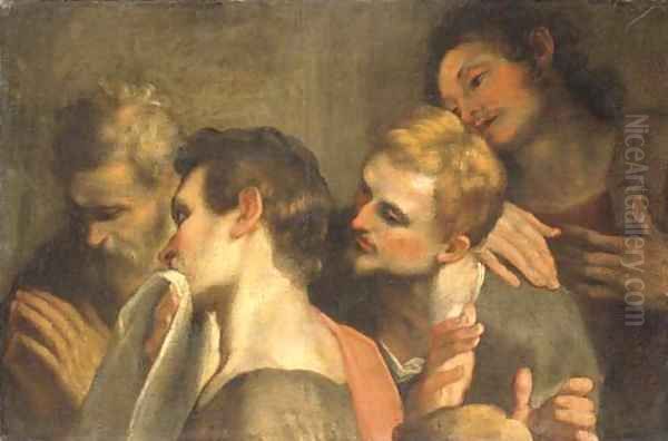 The heads of four disciples at the Last Supper Oil Painting by Federico Fiori Barocci